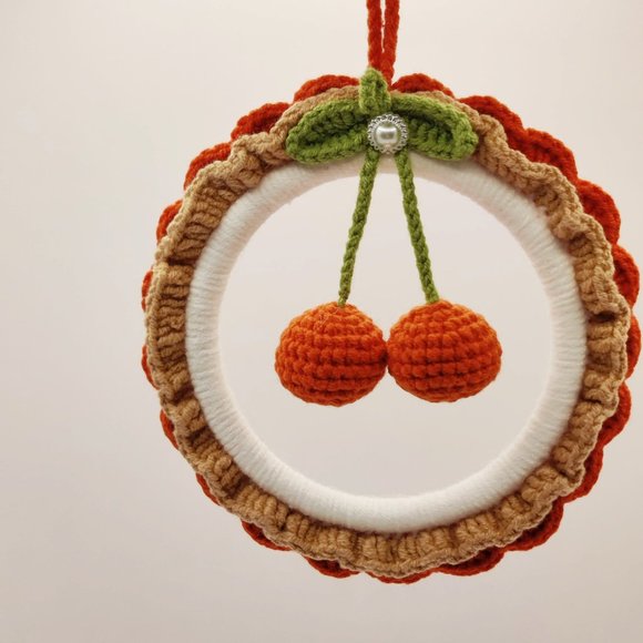 Handmade Amigurumi Crochet Tangerine Christmas Tree and Car Hanging Ornament - Picture 5 of 8